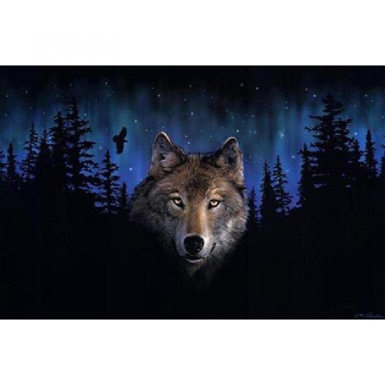 Grey Wolf In The Trees paint by numbers