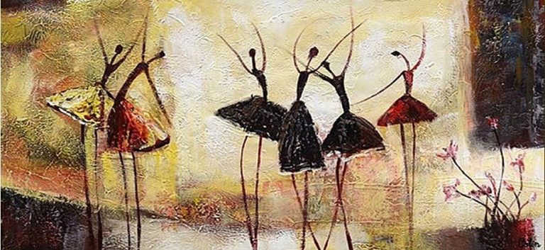 Panel Abstract Ballet Dancers paint by numbers