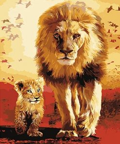 Lions Familly  Painting - DIY Paint By Numbers - Numeral Paint