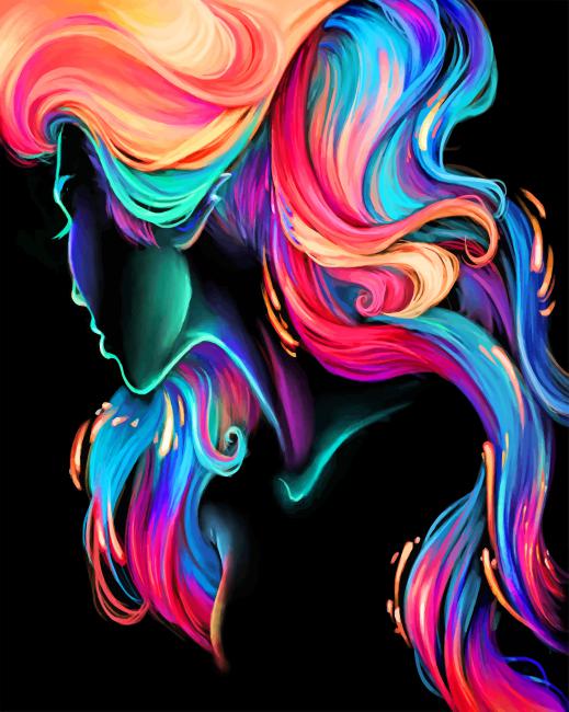 Abstract Rainbow Hair paint by numbers