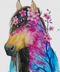 Abstract Floral Horse paint by numbers