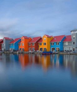Colored Houses Hoogkerk Dutch paint by numbers