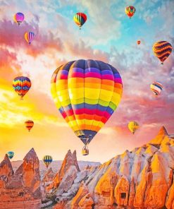Colorful Hot Air Balloons Turkey paint by numbers