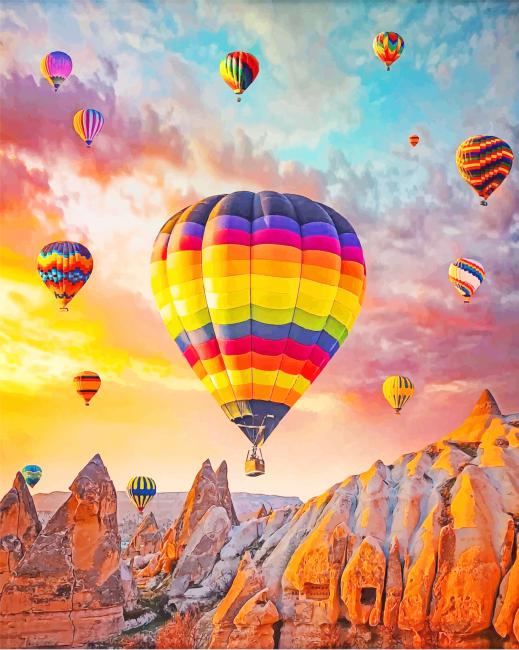 Colorful Hot Air Balloons Turkey paint by numbers