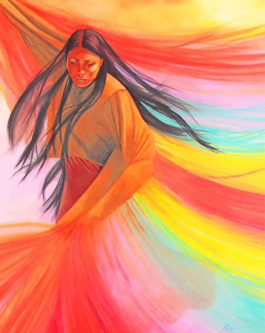 Colorful Native Woman Art paint by numbers