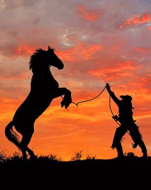 Cowboy Silhouette paint by numbers