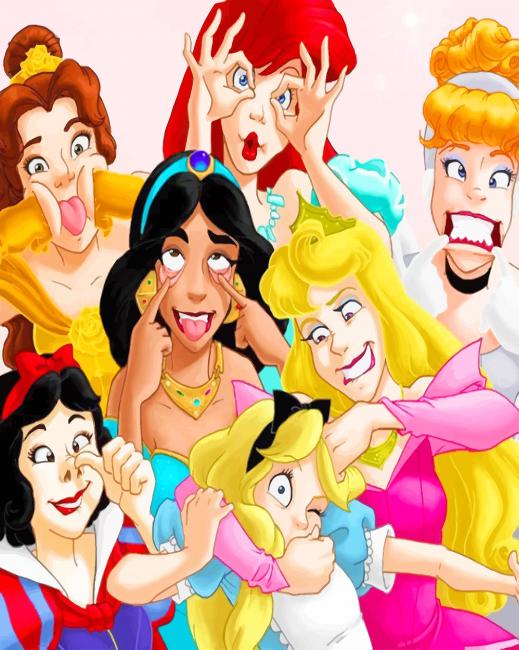 Funny Disney Princesses paint by numbers