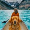 Dog And His Owner In A Boat Paint by numbers
