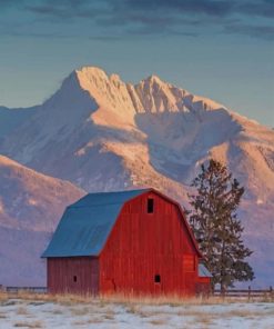 Montana Mountains And Barn paint by numbers