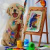 Puppy Drawing His Woodpecker Friend Paint By Numbers