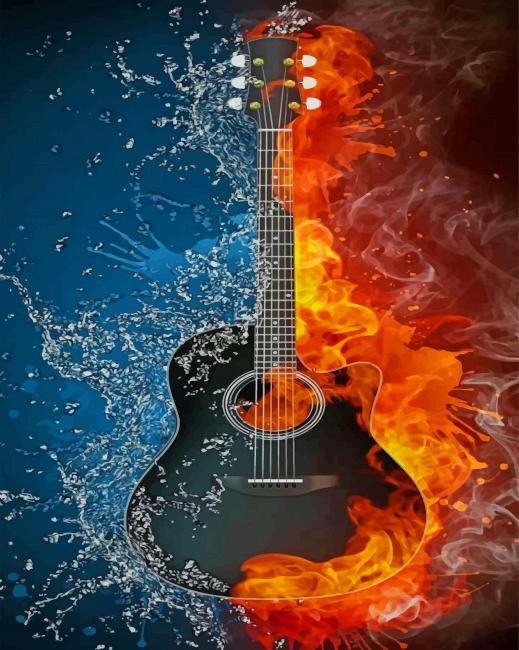 Water Fire Guitar paint by numbers