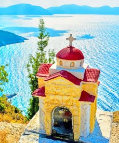 Kefalonia Church Greece paint by numbers