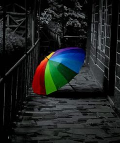 Black And White Colorful Umbrella paint by numbers