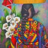 Colorful Woman Carrying Fruits And Flowers paint by numbers