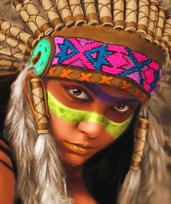 Red Indian Girl Paint by numbers