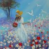 Girl In Flowers Garden Art paint by numbers