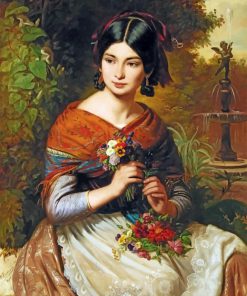 Woman with Flowers paint by number