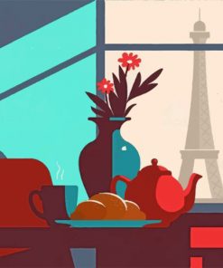 Aesthetic Parisian Breakfast paint by numbers