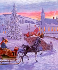 Christmas Horse Sleigh paint by numbers