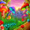 Fantasy mushrooms paint by numbers