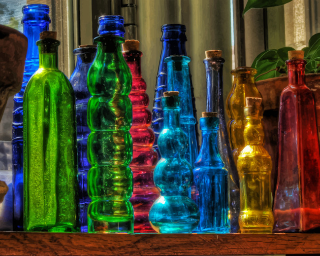 Artistic Colored Bottles ppaint by numbers
