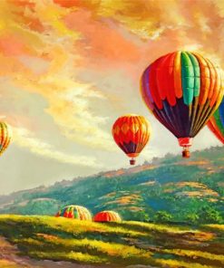Hot Air Balloon Scene Paint by numbers