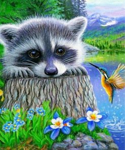 racoon-and-hummingbird-paint-by-number