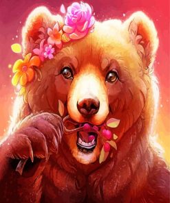 Bear And Flowers Paint by numbers