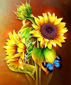 Butterfly On Sunflowers Paint by numbers