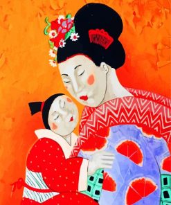 Chinese Woman And Kid Paint by numbers