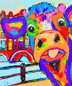 Colorful Cow In Amsterdam Paint by numbers