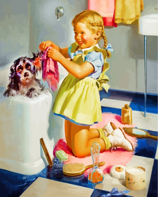 Dog Bath Time Paint by numbers
