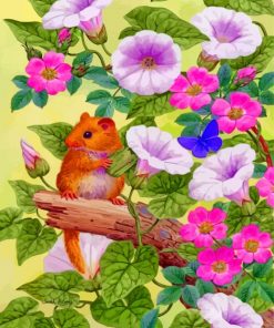Hamster And Flowers Paint by numbers