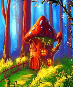 Mushroom Fantasy House Paint by numbers