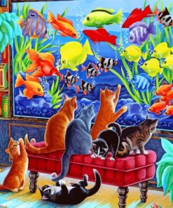 Cats Watching Fishes Paint by numbers
