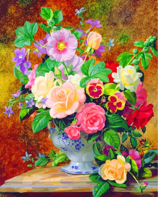 Flowers Bouquet In Vase Paint by numbers