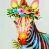 Zebra With Flowers Paint by numbers