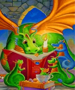 dragon-reading-a-story-to-his-babies-paint-by-numbers