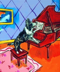 Collie Dog Playing Piano Paint by numbers