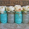 Turquoise Ball Jars With White Flowers paint by numbers