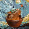 Baby Yoda Starry Night paint by nummbers