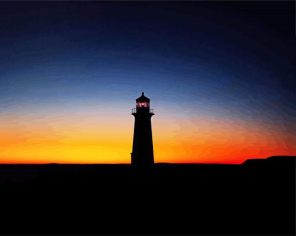Beacon Lighthouse At Sunset Paint By Number