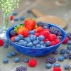 Blue Berries And Strawberries Bowl Paint By Numbers