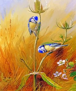 Blue tit Birds On A Teasel Paint By Number