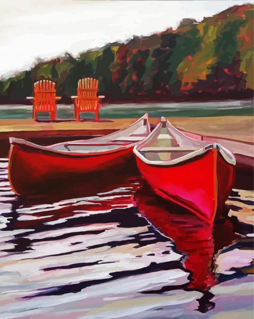 Canoeing Illustration paint by number