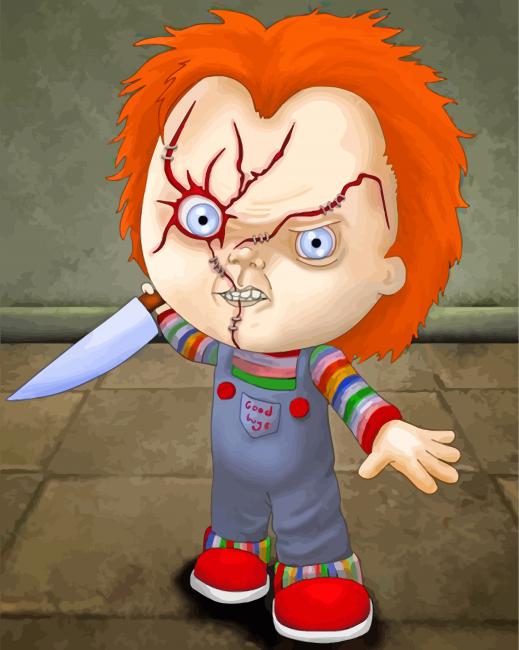 Angry Chucky Holding a Knife Paint By Number