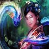 Chinese Girl And Dragons Paint By Number