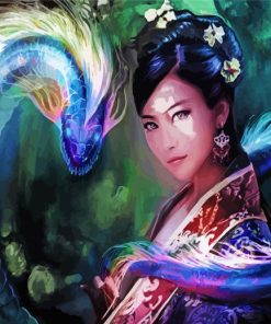 Chinese Girl And Dragons Paint By Number
