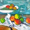 Fruit Bowl Glass and Apples Cezanne Paint By Number