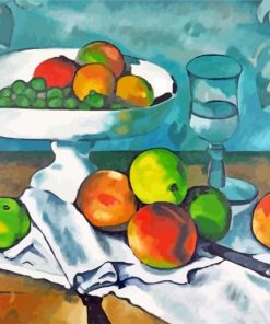 Fruit Bowl Glass and Apples Cezanne Paint By Number